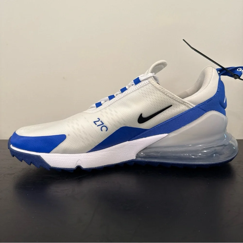 Men’s Size 9 Nike Air Max 270 G Golf Shoes White Blue CK6483-106 - READ